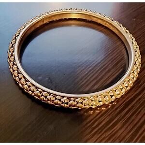 Vintage 1970s Gold Toned Bangle Bracelet, Retro Fashion Jewelry